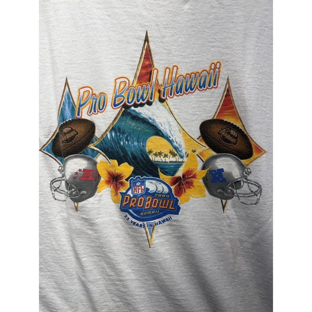 VTG Reebok Hawaii 2004 NFL Pro Bowl T-Shirt Men's L White Short Sleeve Football